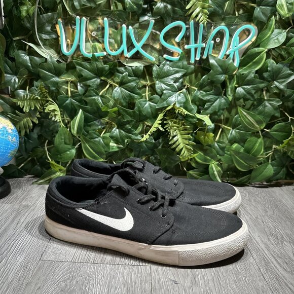 Nike Zoom Stefan Janoski Canvas SB Black White Skate Sneakers Size 13 - Picture 1 of 10
